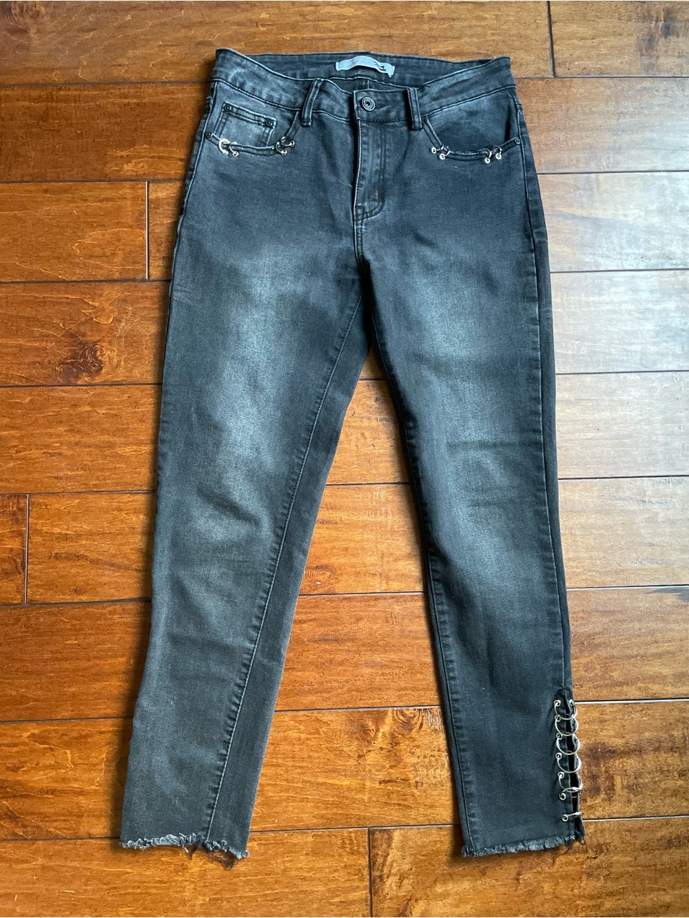 Blue Topic Grunge Y2K Distressed Ankle Ring Detail Denim Jeans S